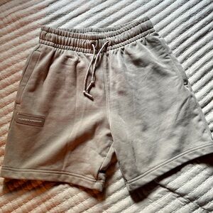 Under Armour Tan Athletic Shorts with Soft Texture and Mid-Thigh Length